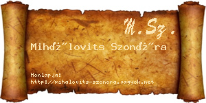 Mihálovits Szonóra névjegykártya